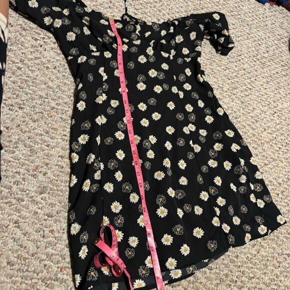 NWT Nordstrom BP Ditsy Floral Tie Front Minidress Black/White Daisy Size Medium - Picture 10 of 10